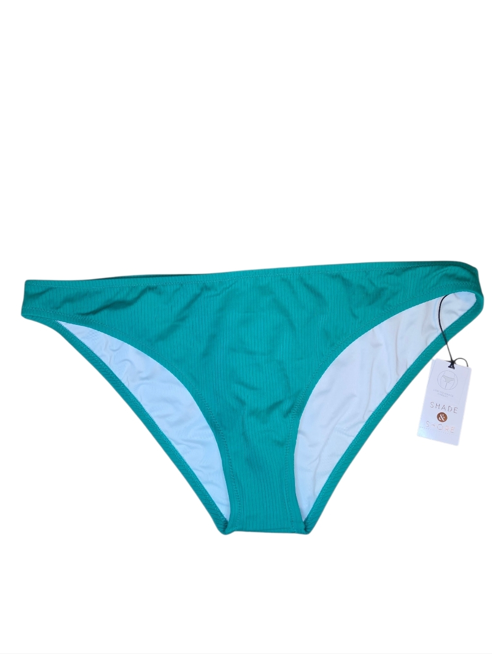 Shade & Shore Ribbed Cheeky Bikini Bottoms - Teal Green, XL